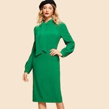 Shein Tie Neck Tunic Dress