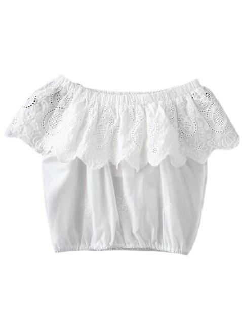 Shein White Off The Shoulder Embroidery Blouse