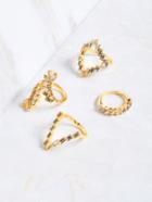 Shein Multi Modelling Gold Plated Gem Inlay Ring Set