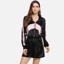 Shein Contrast Panel Elastic Waist Jumpsuit