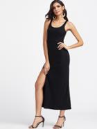 Shein Double Scoop High Slit Ribbed Tank Dress