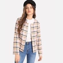 Shein Open Front Houndstooth Coat