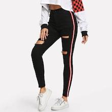 Shein Tape Detail Ripped Jeans