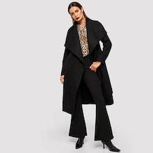 Shein Self Tie Waterfall Tweed Coat