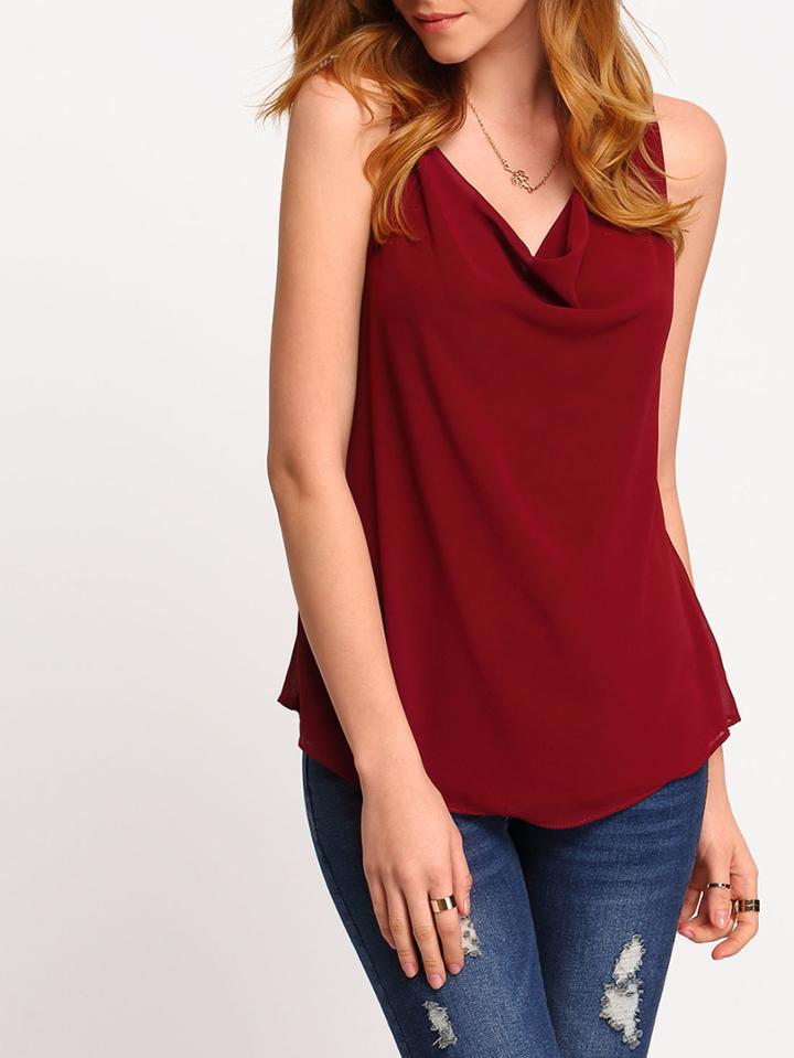 Shein Red Backless Chiffon Cami Top