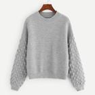 Shein Lantern Sleeve Mixed Knit Sweater