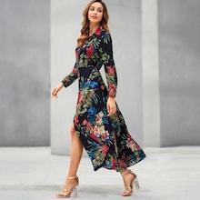 Shein Floral Print Slit Side Dress