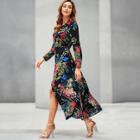 Shein Floral Print Slit Side Dress