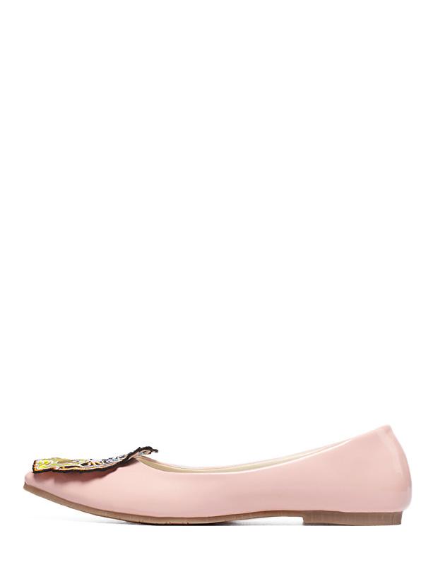 Shein Pink Embroidered Tiger Pointy Toe Flats