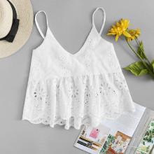 Shein Embroidery Hollow Out Cami Top