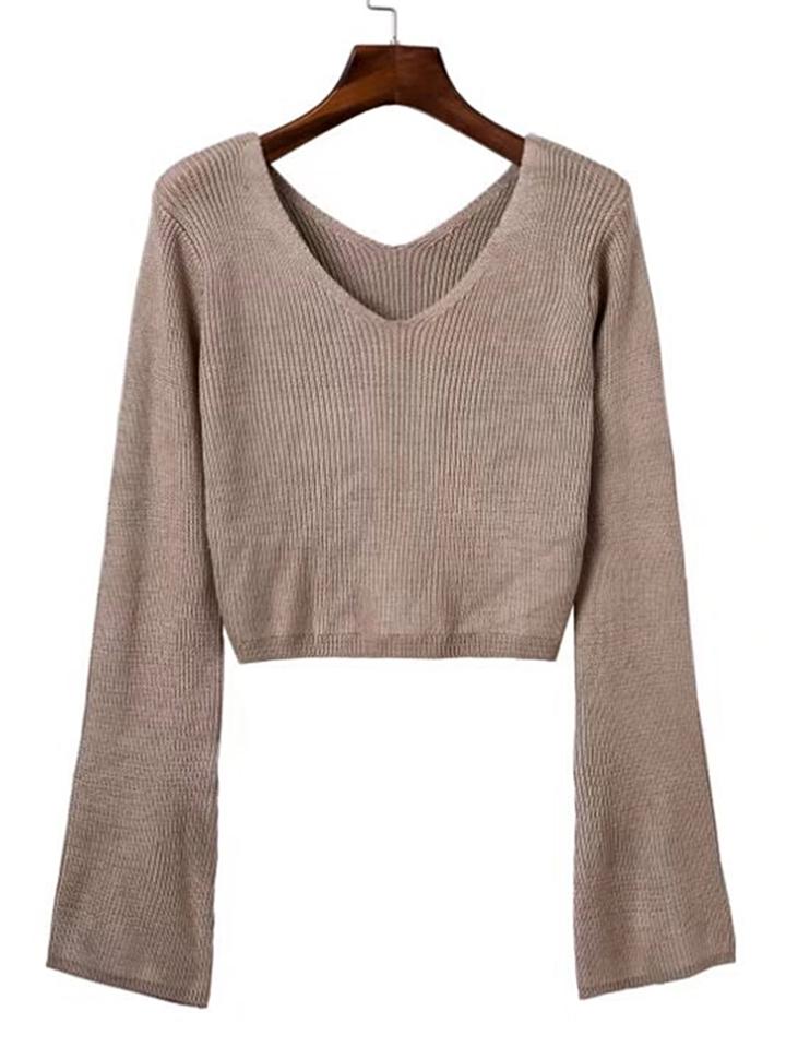 Shein Bell Sleeve Crop Sweater