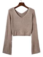 Shein Bell Sleeve Crop Sweater