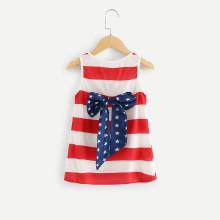 Shein Girls Contrast Wide Stripe Bow Back Top