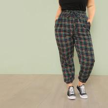Shein Plus Plaid Print Tapered Pants