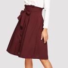 Shein Bow Tie Waist Button Front Skirt