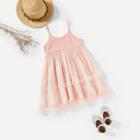Shein Girls Mesh Applique Frilled Smock Cami Dress