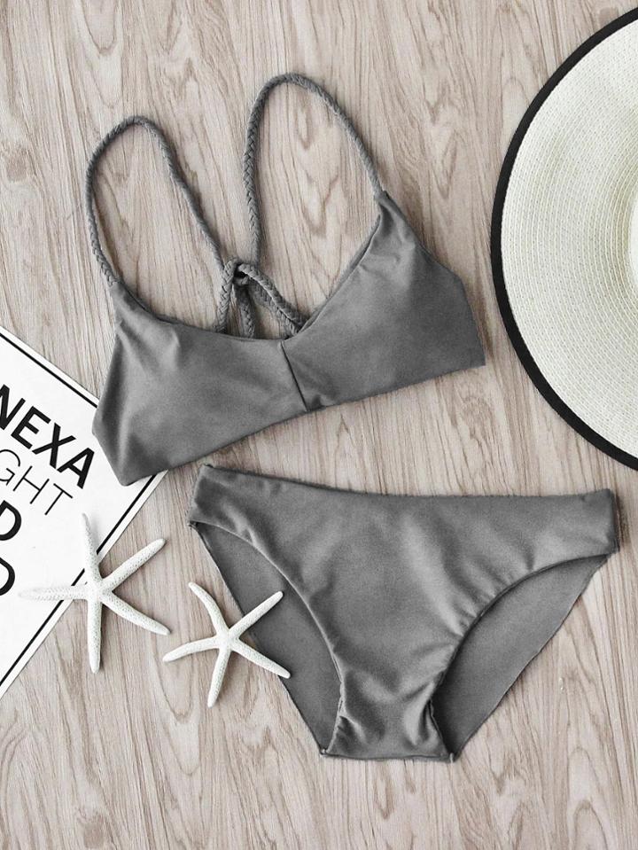 Shein Braided Strap Beach Bikini Set