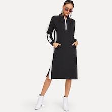 Shein Quarter Zip Cut And Sew Dress