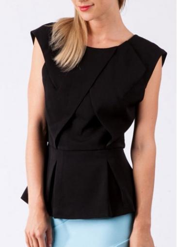 Rosewe Wonderful Round Neck Open Back Black T Shirt