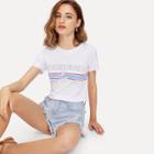 Shein Distressed Print Short Sleeve T-shirt