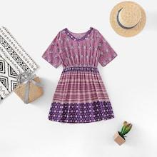 Shein Girls Mixed Print Dress