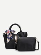 Shein Scarf Embellished Tote Bag With Shoulder Bag