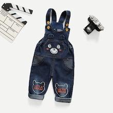 Shein Toddler Boys Cartoon Pattern Embroidered Overalls