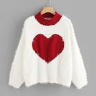 Shein Heart Pattern Fuzzy Sweater
