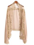 Shein Khaki Floral Lace Voile Scarf