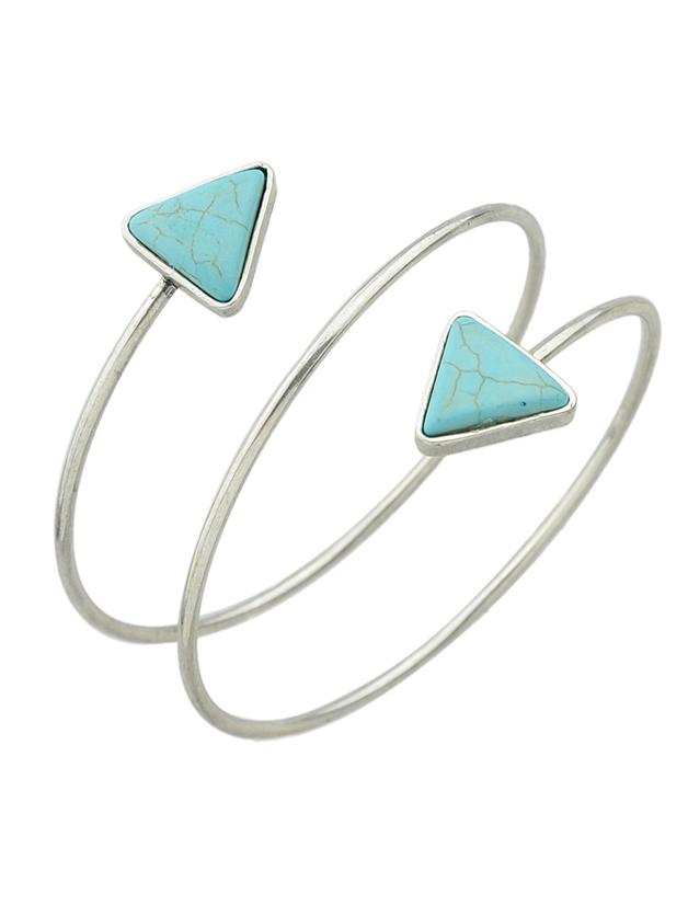 Shein Antique Silver New Imitation Turquoise Cuff Upper Arm Bracelet For Women