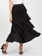 Shein Zip Closure Layered Ruffle Skirt