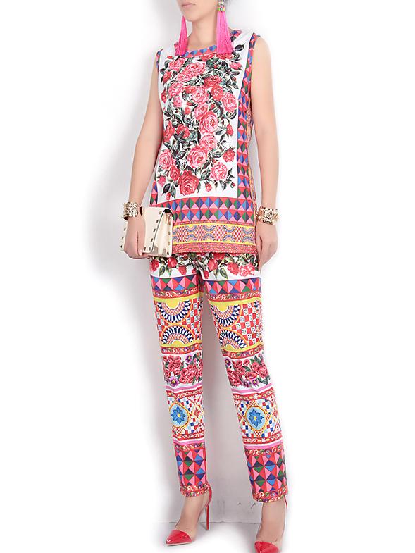 Shein Hot Pink Tribal Print Top With Pants