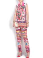 Shein Hot Pink Tribal Print Top With Pants
