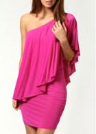 Rosewe Glamorous Single Sleeve Pink Tight Dress For Lady