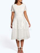 Shein White Short Sleeve Hollow Out Flippy Dress