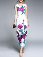 Shein Rose Print Sheath Dress
