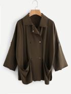 Shein Rolled Sleeve Dolphin Hem Jacket