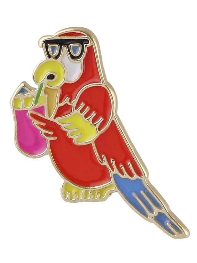 Shein Red New Coming Cute Enamel Bird Shape Brooch