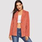 Shein Pocket Front Notch Neck Cord Blazer