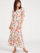 Shein Tropical Print Split Sleeve Elasticized Waist Dress