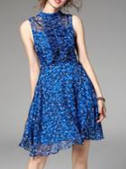 Shein Blue Stars Print A-line Dress