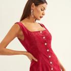 Shein Square Neck Sleeveless Corduroy Dress