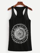Shein Black Sun Print Tank Top