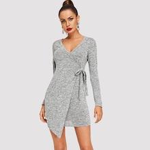 Shein Wrap Knot Solid Dress