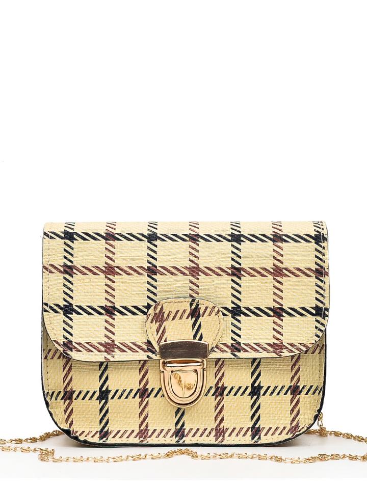 Shein Pushlock Plaid Flap Chain Bag