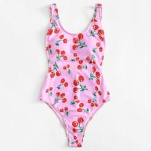 Shein Fruit Print Low Back Bikini Set