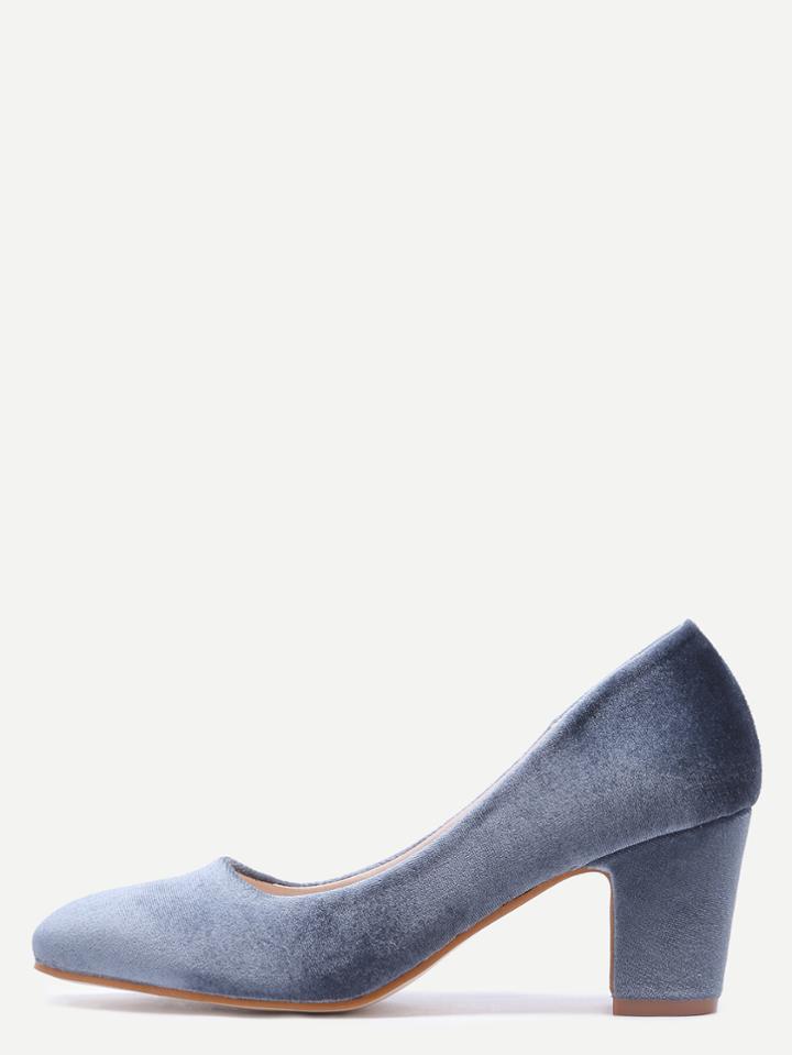 Shein Velvet Almond Toe Chunky Heels