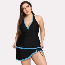 Shein Plus Contrast Trim Skort Swim Dress