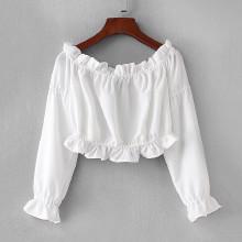 Shein Ruffle Trim Bardot Crop Top