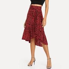 Shein Leopard Asymmetrical Hem Belted Skirt